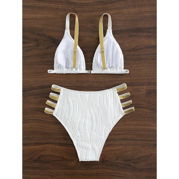 NEW Cut Out Triangle High Waist Bikini Swimsuit S - Picture 4 of 6